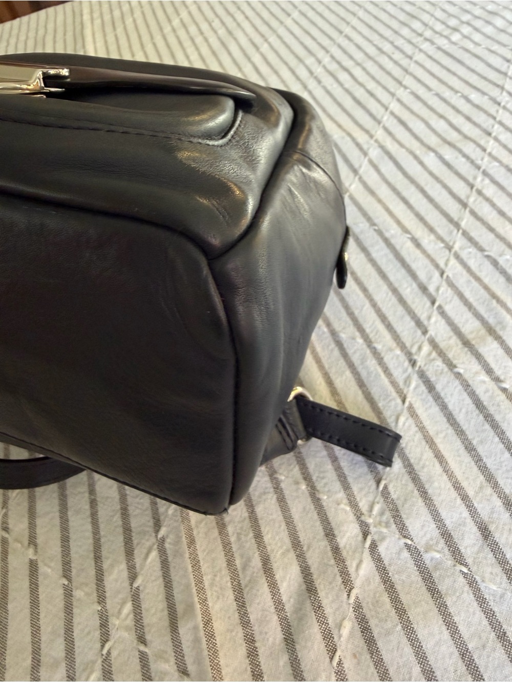 Leather Mini Backpack with Front Lock - Picture 7 of 16